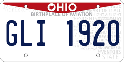 OH license plate GLI1920