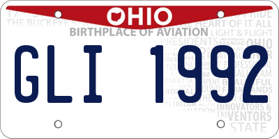 OH license plate GLI1992