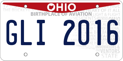 OH license plate GLI2016
