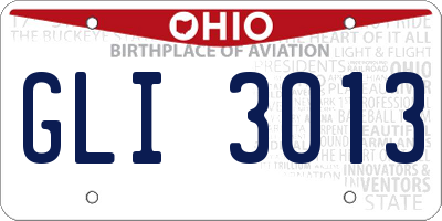 OH license plate GLI3013