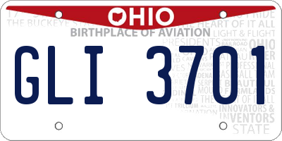 OH license plate GLI3701
