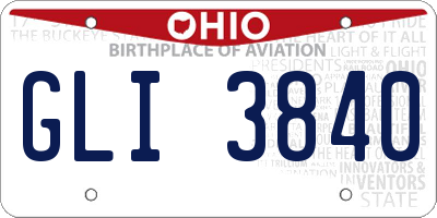 OH license plate GLI3840