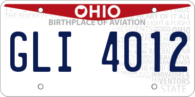 OH license plate GLI4012