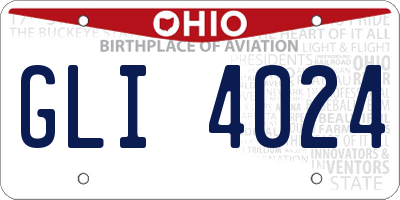 OH license plate GLI4024