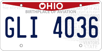 OH license plate GLI4036