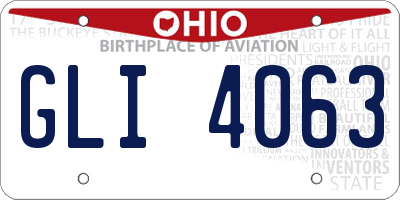 OH license plate GLI4063