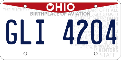 OH license plate GLI4204