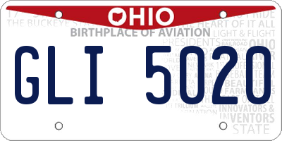 OH license plate GLI5020