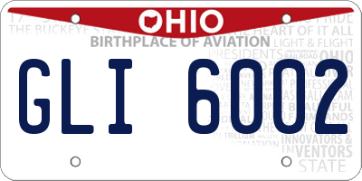 OH license plate GLI6002