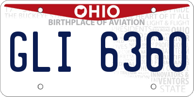 OH license plate GLI6360