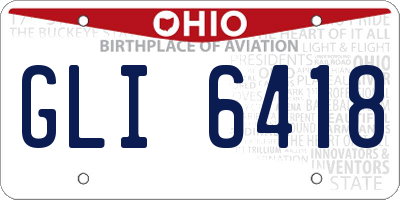 OH license plate GLI6418