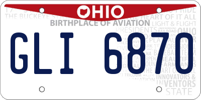 OH license plate GLI6870