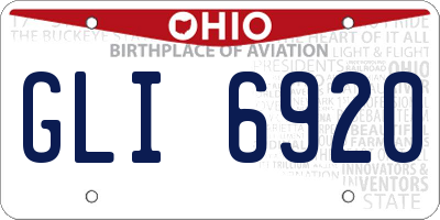 OH license plate GLI6920