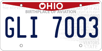 OH license plate GLI7003