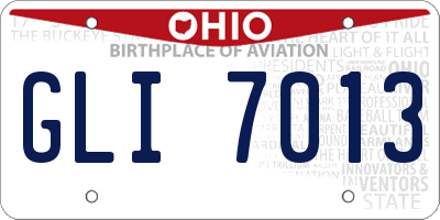 OH license plate GLI7013