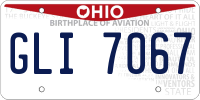 OH license plate GLI7067