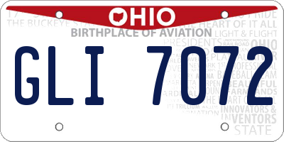 OH license plate GLI7072