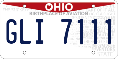 OH license plate GLI7111