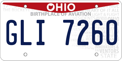 OH license plate GLI7260
