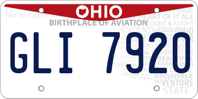 OH license plate GLI7920