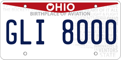 OH license plate GLI8000