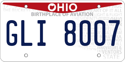 OH license plate GLI8007