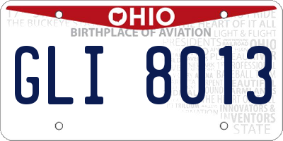 OH license plate GLI8013