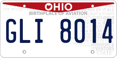 OH license plate GLI8014
