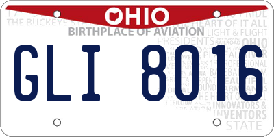 OH license plate GLI8016