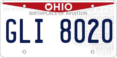 OH license plate GLI8020