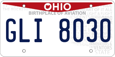 OH license plate GLI8030