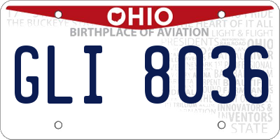 OH license plate GLI8036
