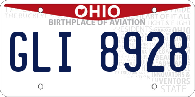 OH license plate GLI8928