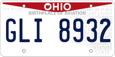 OH license plate GLI8932