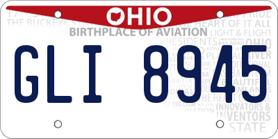 OH license plate GLI8945