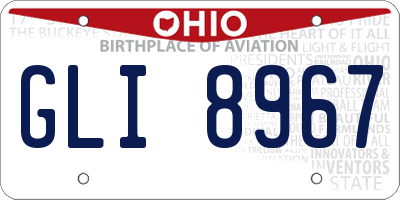 OH license plate GLI8967