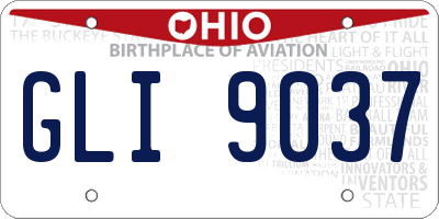 OH license plate GLI9037