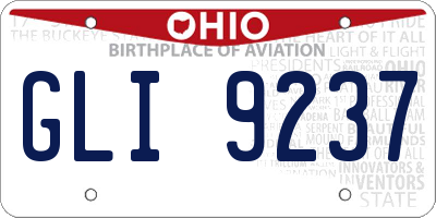 OH license plate GLI9237