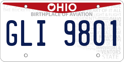 OH license plate GLI9801