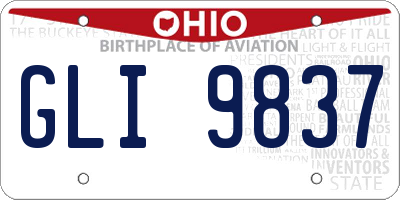 OH license plate GLI9837