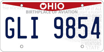 OH license plate GLI9854