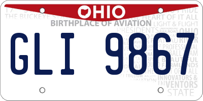 OH license plate GLI9867