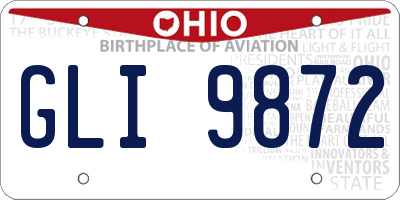 OH license plate GLI9872