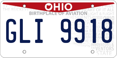 OH license plate GLI9918