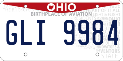 OH license plate GLI9984