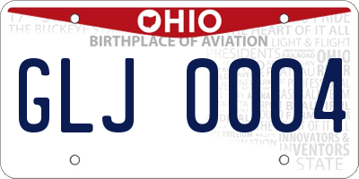 OH license plate GLJ0004