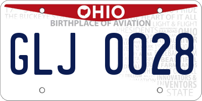 OH license plate GLJ0028