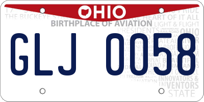 OH license plate GLJ0058
