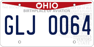 OH license plate GLJ0064