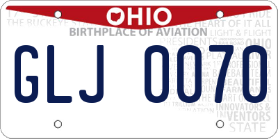 OH license plate GLJ0070